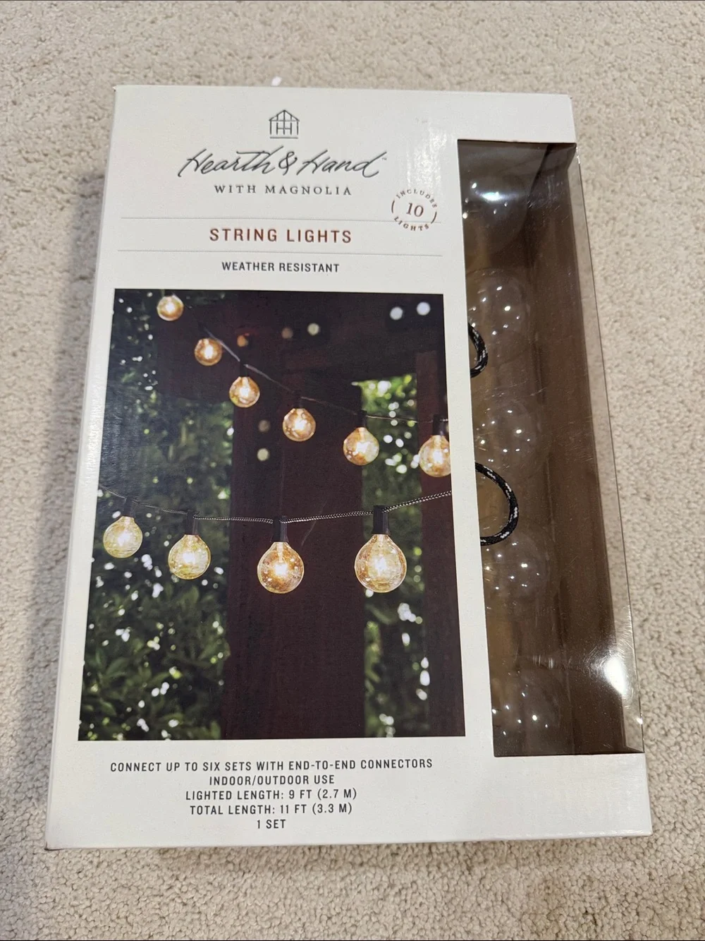 2 sets of hearth and hand cafe lights